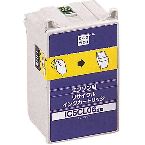 エコリカ　リサイクルインクカートリッジ　（染料）　［エプソン：ＩＣ５ＣＬ０６互換］　ＥＣＩ－Ｅ０６Ｃ　１個1