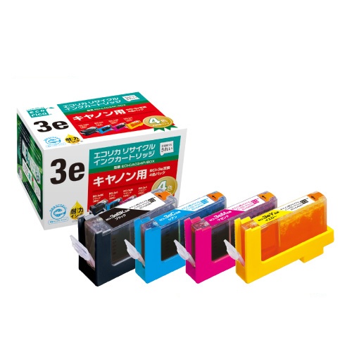 エコリカ　リサイクルインクカートリッジ　［キヤノン：ＢＣＩ－３ｅ／４ＭＰ互換］　ＥＣＩ－ＣＡ０３４Ｐ／ＢＯＸ　１箱（４個：各色１個）1