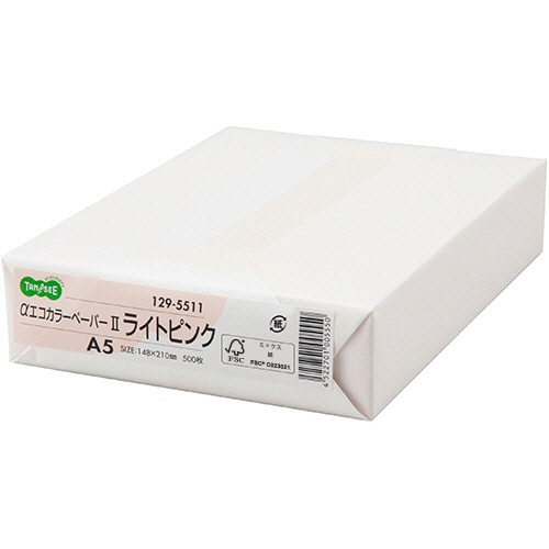 ＴＡＮＯＳＥＥ　αエコカラーペーパーII　Ａ５　ライトピンク　１冊（５００枚）1