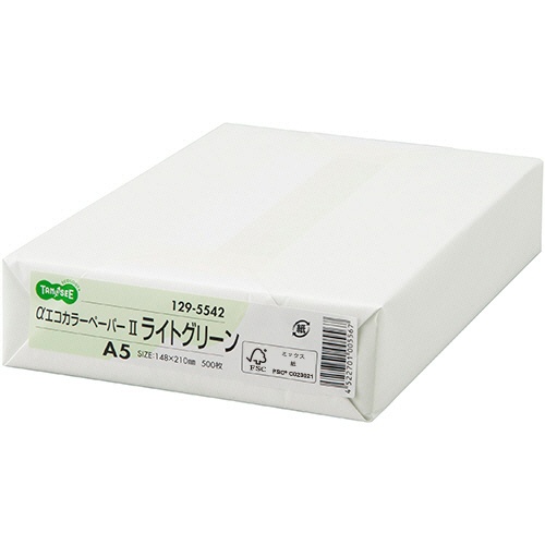 ＴＡＮＯＳＥＥ　αエコカラーペーパーII　Ａ５　ライトグリーン　１冊（５００枚）1