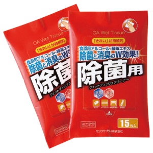 サンワサプライ　ＯＡウェットティッシュ　除菌用　袋タイプ　ＣＤ－ＷＴ９Ｐ３０　１パック（３０枚：１５枚×２個）1