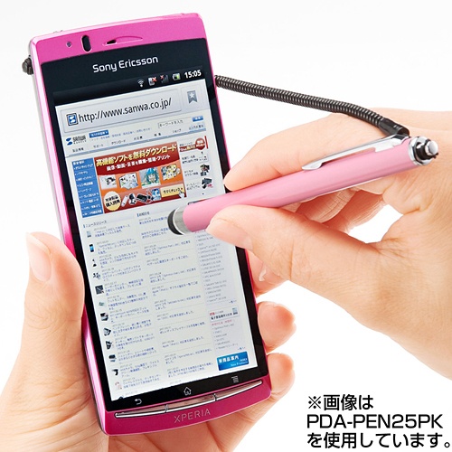 サンワサプライ　スマートフォン＆タブレット用タッチペン　カールコードストラップ付　ブラック　ＰＤＡ－ＰＥＮ２５ＢＫ　１本8
