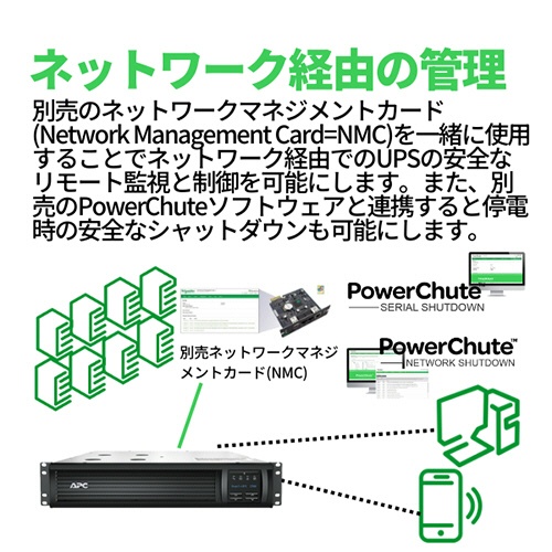 ＡＰＣ（シュナイダーエレクトリック）　Ｓｍａｒｔ－ＵＰＳ　１５００　ＲＭ　２Ｕ　ＬＣＤ　１００Ｖ　ラックマウント型　１５００ＶＡ／１２００Ｗ　ＳＭＴ１５００ＲＭＪ２Ｕ　１台5