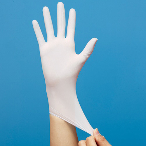 たのめーる】川西工業 ニトリル 使いきり極薄手袋 粉付 ホワイト L 