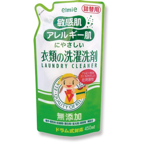 コーセー　エルミー　敏感肌・アレルギー肌にやさしい衣類の洗濯洗剤　詰替え　４５０ｍｌ　０２１６７０　１個1