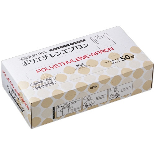 クラフトマン　使い捨てポリエチレンエプロン　袖なし　フリーサイズ　ホワイト　ＣＦ－ＰＡ０６　１箱（５０枚）1