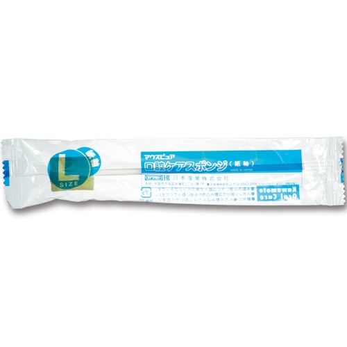 カワモト　マウスピュア　口腔ケアスポンジ　紙軸　Ｌ　０３９－１０２０５３－００　１箱（５０本）3