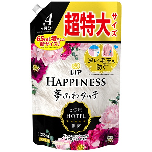Ｐ＆Ｇ　レノアハピネス　夢ふわタッチ　ヴェルベットブロッサム＆フローラルの香り　つめかえ用　超特大サイズ　１２８５ｍＬ　１パック1