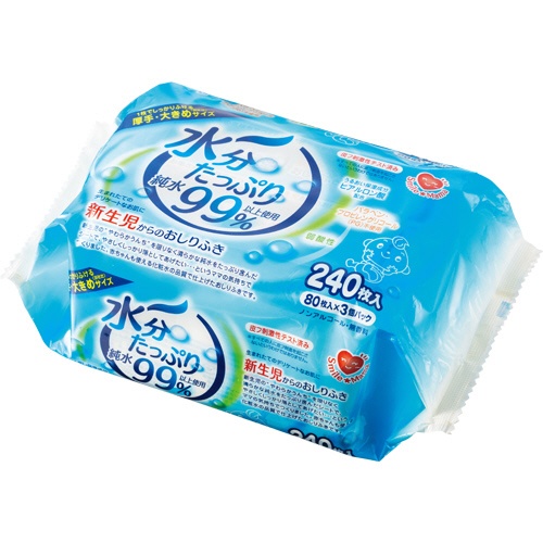 ティー・エイチ・ティー　スマイルママ　水分たっぷり純水９９％おしりふき　１パック（２４０枚：８０枚×３個）1