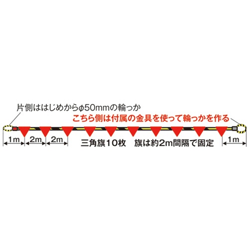 結一産業　片側輪っか三角旗付きトラロープ２０ｍ　Ｙ－ＨＴ００１　１巻2