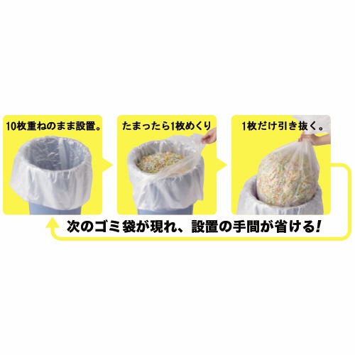 クラフトマン　ポリ袋ｉｎポリ袋　１０枚重ねのボックス型ゴミ袋　半透明　７０Ｌ　１０枚重ね／組　ＰＩＰ－７０－Ｈ　１箱（１０組）2