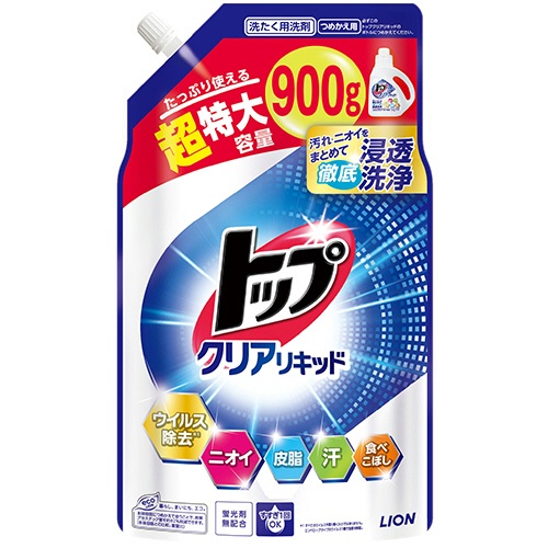 ライオン　トップ　クリアリキッド　つめかえ用　超特大　９００ｇ　１個1