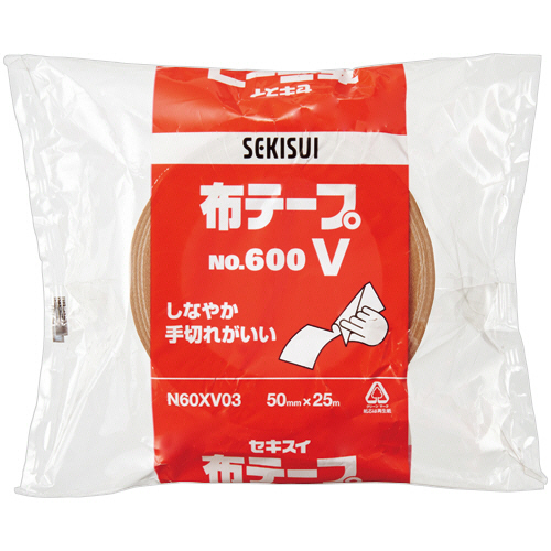 たのめーる】積水化学工業 布テープ No.600V 50mm×25m 厚み0.31 たのめーる】積水化学工業 布テープ No.600V 50mm×25m 厚み0.31