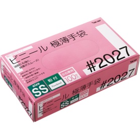 川西工業　ビニール極薄手袋　粉付　ＳＳ　＃２０２７　１箱（１００枚）