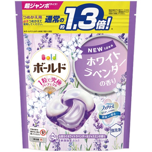 Ｐ＆Ｇ　ボールド　ジェルボール４Ｄ　心安らぐホワイトラベンダー＆ジャスミンの香り　つめかえ用　超ジャンボ　１パック（１４個）1