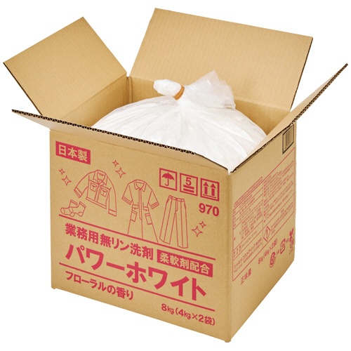 シャルメコスメティック　業務用無リン洗剤　パワーホワイト　柔軟剤配合　８ｋｇ　１箱1