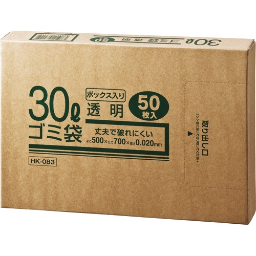 クラフトマン　業務用透明　メタロセン配合厚手ゴミ袋　３０Ｌ　ＢＯＸタイプ　ＨＫ－８３　１箱（５０枚）1