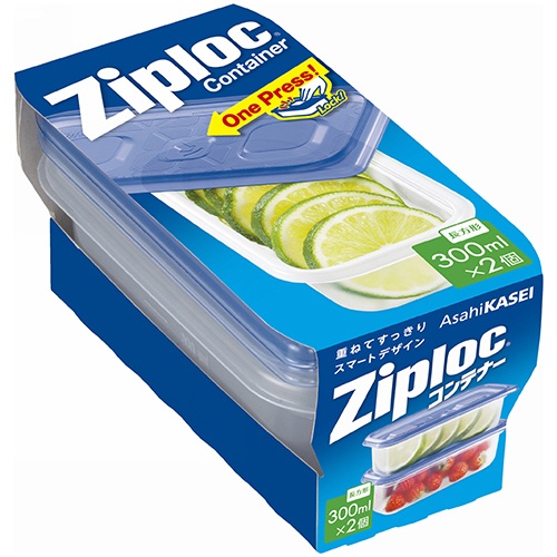 旭化成ホームプロダクツ　ジップロック　コンテナー　長方形　３００ｍＬ　１パック（２個）1