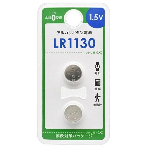 オーム電機　アルカリボタン電池　ＬＲ１１３０Ｂ２Ｐ　１パック（２個）1