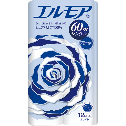 【クリックでお店のこの商品のページへ】カミ商事 エルモア 花の香り シングル 芯あり 60m 1パック(12ロール) エルモアF12R60