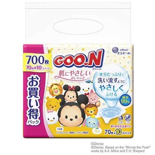 大王製紙　グーン　肌にやさしいおしりふき　１パック（７００枚：７０枚×１０個）1
