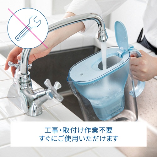 ブリタ　ポット型浄水器　スタイルエコ　２．４Ｌ　パウダーブルー　マクストラプロカートリッジ３個付　１個3