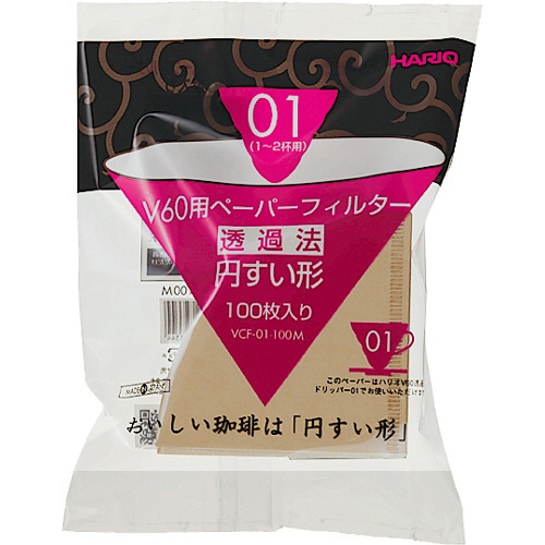 ハリオグラス　Ｖ６０用ペーパーフィルターみさらし０１　１～２杯用　ＶＣＦ－０１－１００Ｍ　１パック（１００枚）1