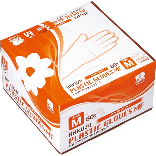 ハクゾウメディカル　ハクゾウプラスチックグローブＭＦ　パウダーフリー　Ｍ　３０２４１１２　１箱（８０枚）1