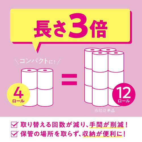 日本製紙クレシア　スコッティ　フラワーパック　３倍長持ち　ダブル　芯あり　７５ｍ　香り付き　１パック（４ロール）4