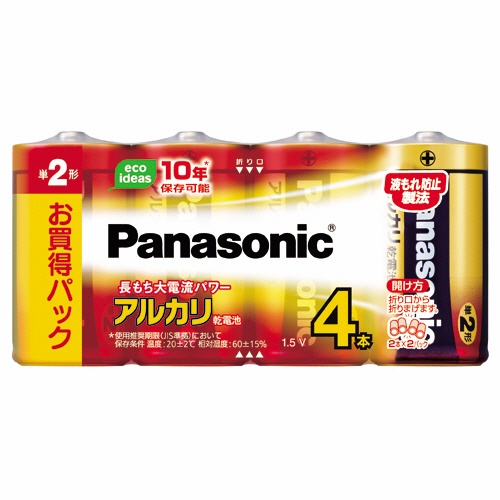 パナソニック　アルカリ乾電池　単２形　ＬＲ１４ＸＪ／４ＳＷ　１パック（４本）1