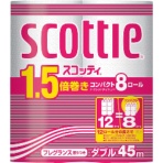 日本製紙クレシア　スコッティ　１.５倍巻きコンパクト　ダブル　４５ｍ　１パック（８ロール）