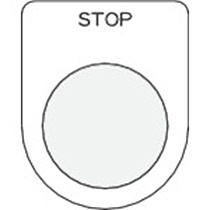 アイマーク　押ボタン／セレクトスイッチ（メガネ銘板）　ＳＴＯＰ　黒　φ２５．５　Ｐ２５－３６　１枚
