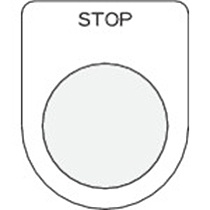 アイマーク　押ボタン／セレクトスイッチ（メガネ銘板）　ＳＴＯＰ　黒　φ３０．５　Ｐ３０－３６　１枚1