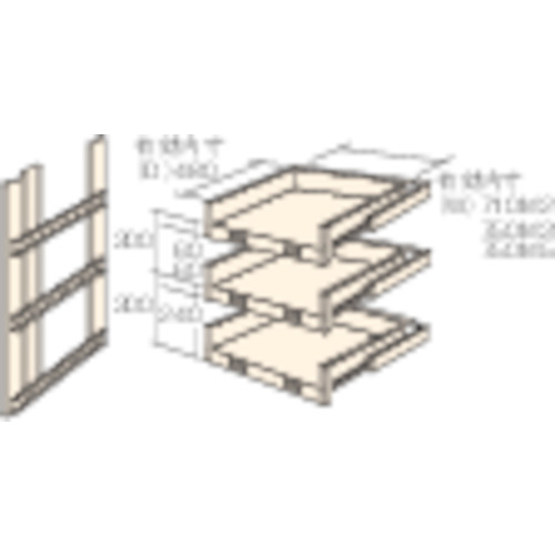 【クリックで詳細表示】TRUSCO M2型棚用スライド棚 3段セット HTM2-9003 1セット HTM2-9003