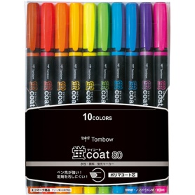 トンボ鉛筆　蛍コート８０　１０色（各色１本）　ＷＡ－ＳＣ１０Ｃ　１パック