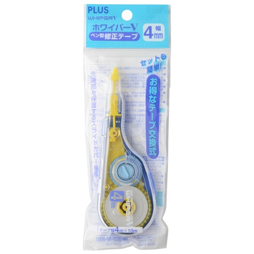 プラス　修正テープ　ホワイパーＶ　本体　４ｍｍ幅×１０ｍ　イエロー　ＷＨ－１０４Ｔ　１個2
