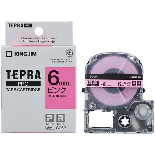 キングジム　テプラ　ＰＲＯ　テープカートリッジ　パステル　６ｍｍ　ピンク／黒文字　ＳＣ６Ｐ　１個3
