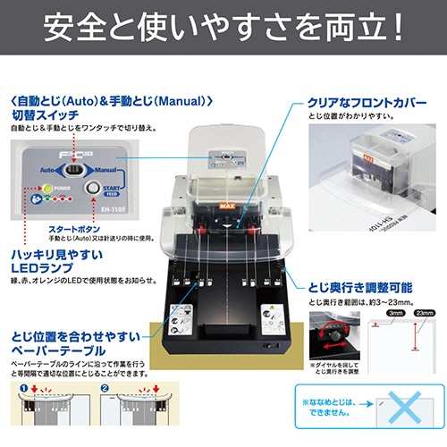 マックス　電子ホッチキス　１１０枚とじ　ＥＨ－１１０Ｆ　１台4