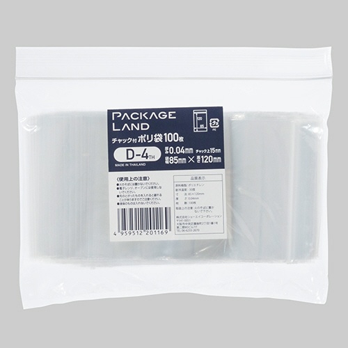 ショーエイコーポレーション　チャック付ポリ袋　ヨコ８５×タテ１２０×厚み０.０４ｍｍ　Ｄ－４ＴＨ　１パック（１００枚）1