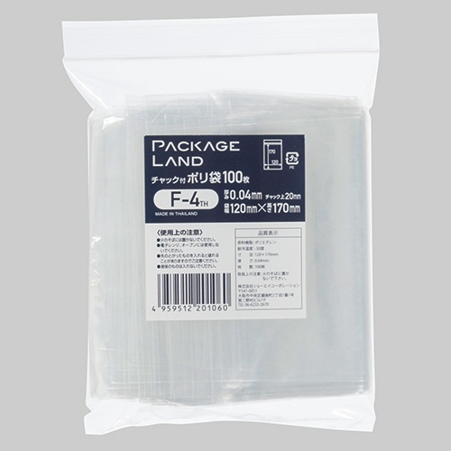 ショーエイコーポレーション　チャック付ポリ袋　ヨコ１２０×タテ１７０×厚み０.０４ｍｍ　Ｆ－４ＴＨ　１パック（１００枚）1