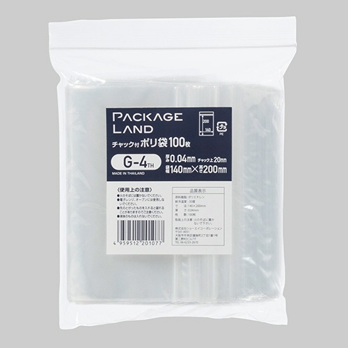 ショーエイコーポレーション　チャック付ポリ袋　ヨコ１４０×タテ２００×厚み０.０４ｍｍ　Ｇ－４ＴＨ　１パック（１００枚）1