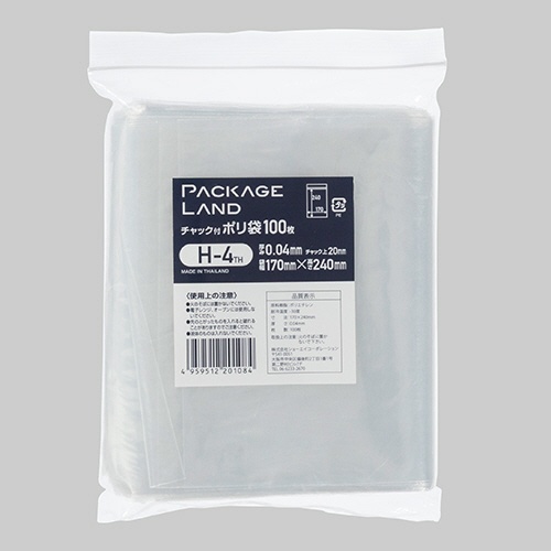 ショーエイコーポレーション　チャック付ポリ袋　ヨコ１７０×タテ２４０×厚み０.０４ｍｍ　Ｈ－４ＴＨ　１パック（１００枚）1