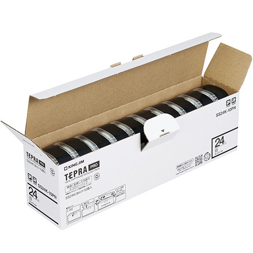 キングジム　テプラ　ＰＲＯ　テープカートリッジ　２４ｍｍ　白／黒文字　エコパック　ＳＳ２４Ｋ－１０ＰＮ　１パック（１０個）3