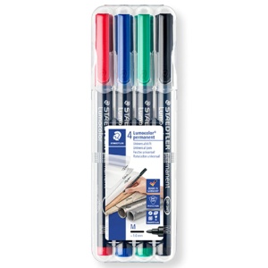 ステッドラー　ルモカラーペン　油性　細書きＭ（線幅０．８－１．０ｍｍ）　４色（各色１本）　３１７　ＷＰ４　１パック1