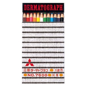 三菱鉛筆　色鉛筆７６００（油性ダーマトグラフ）　１２色（各色１本）　Ｋ７６００１２Ｃ　１セット1