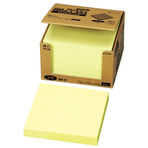 ニチバン　ポイントメモ　再生紙　ビジネスパック　７５×７５ｍｍ　イエロー　ＭＢ－２Ｙ　１パック（５冊）1