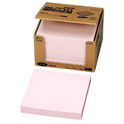 ニチバン　ポイントメモ　再生紙　ビジネスパック　７５×７５ｍｍ　ピンク　ＭＢ－２Ｐ　１パック（５冊）1
