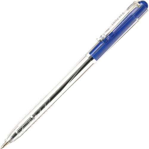 【クリックで詳細表示】TANOSEE ノック式油性ボールペン 0.7mm 青 (軸色：クリア) 1箱(10本) TS-RT07TBL