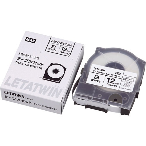 マックス　レタツイン　テープカセット　１２ｍｍ幅×１６ｍ巻　白　ＬＭ－ＴＰ５１２Ｗ　１個1