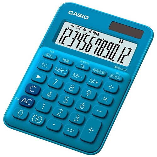 カシオ　カラフル電卓　ミニジャストタイプ　１２桁　レイクブルー　ＭＷ－Ｃ２０Ｃ－ＢＵ－Ｎ　１台1
